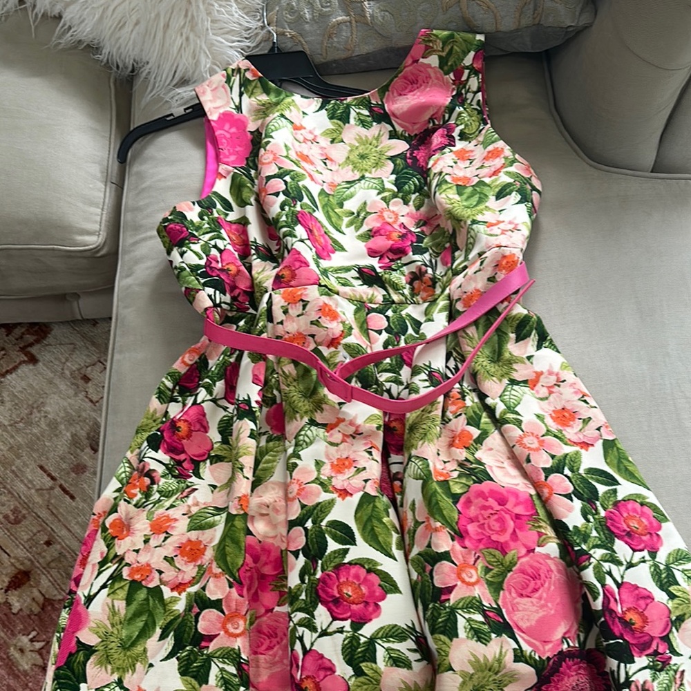 Eliza J Floral Pink and Green Formal Dress
